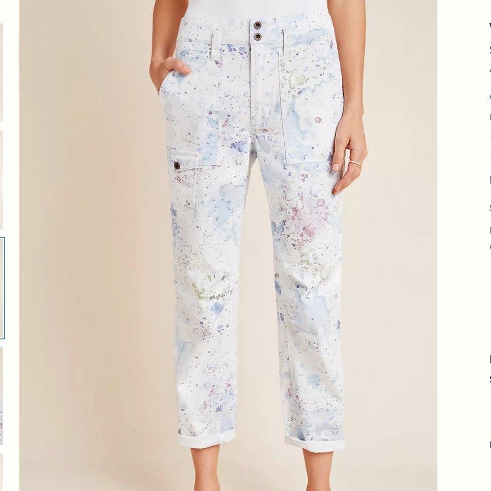 NWT anthropologie wanderer watercolor cargo pants